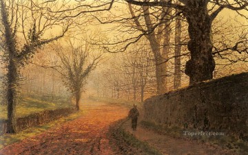 Tarde de noviembre Stapleton Park escenas de la ciudad paisaje John Atkinson Grimshaw Pinturas al óleo